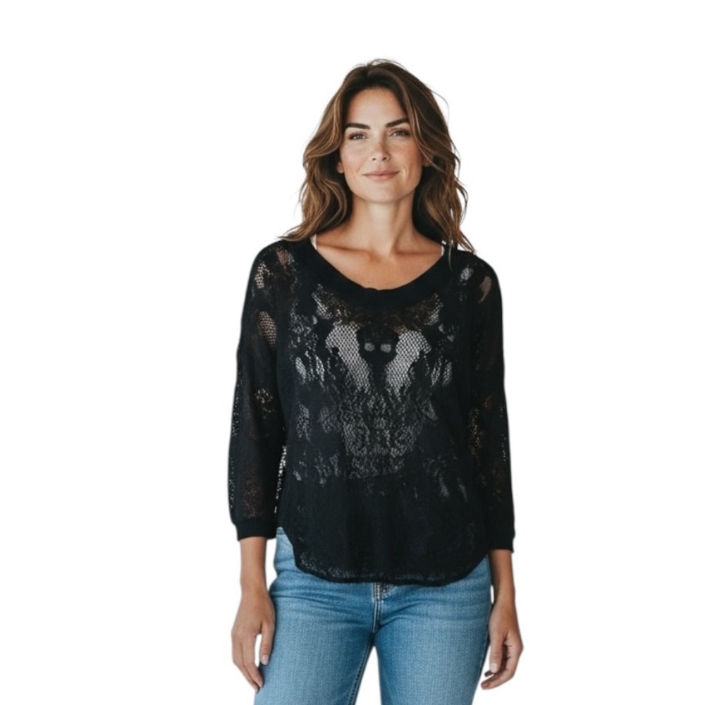 The Kooples Lace Back Zipper Witchy Gothic Romantic Top Womens Size Large